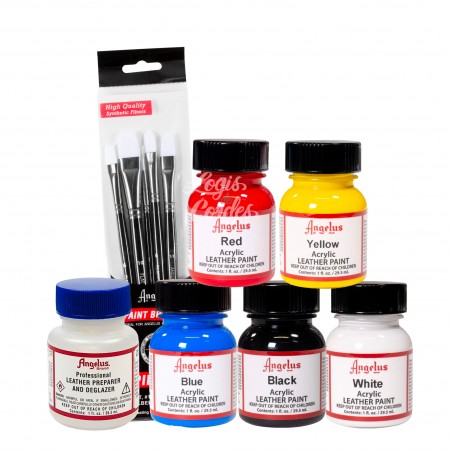 Angelus Brand Leather Paint Basics Kit with Deglazer and Paint