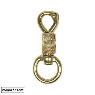 Mousqueton Laiton Doré / Golden Solid Brass 25mm/11cm sécurité oeil Tournant