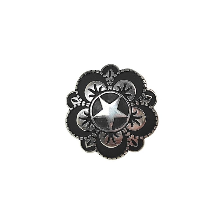 Concho striking floral w/ loop & black patina