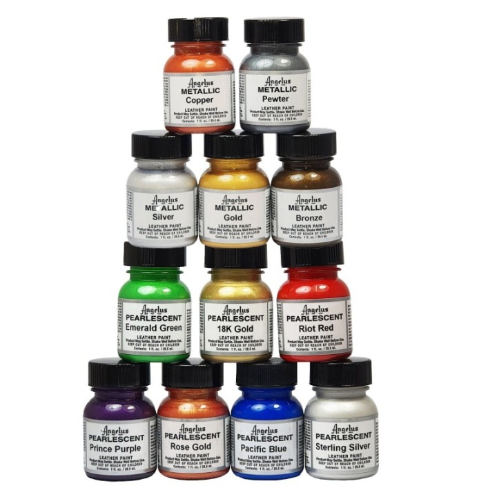 Set of 12 pearlescent and metallic paints