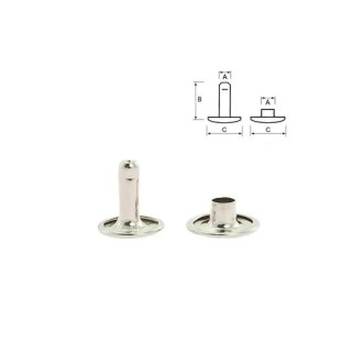Sachet de 100 rivets tubulaire avec double calotte Acier nickelé