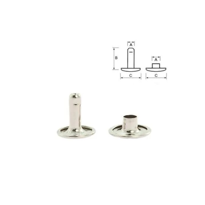 Sachet de 100 rivets tubulaire avec double calotte Acier nickelé