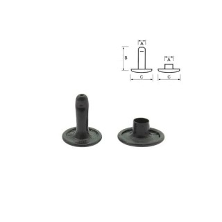 Sachet de 100 rivet tubulaire avec double calotte noir