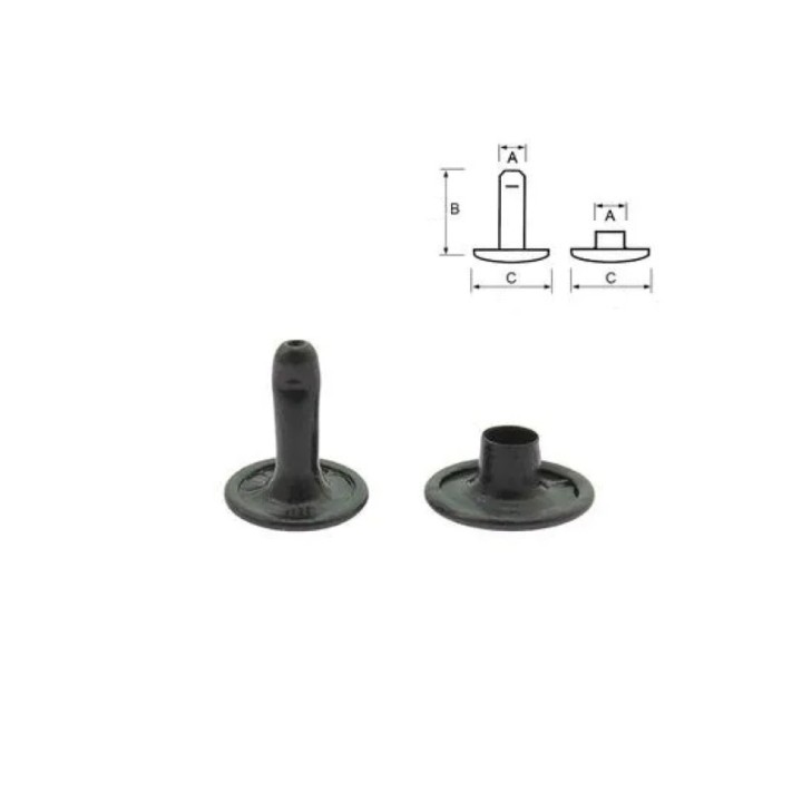 Sachet de 100 rivet tubulaire avec double calotte noir