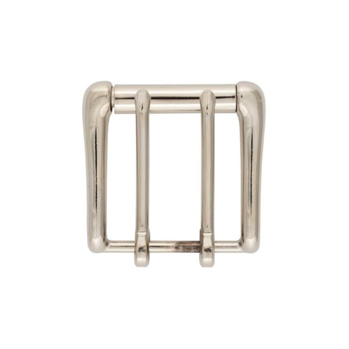 Single roller buckle with 2 pins nickel plated