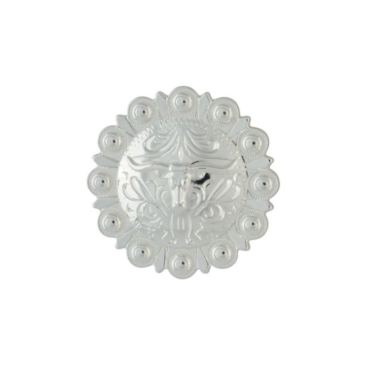 Round Longhorn Berry Concho silver plated