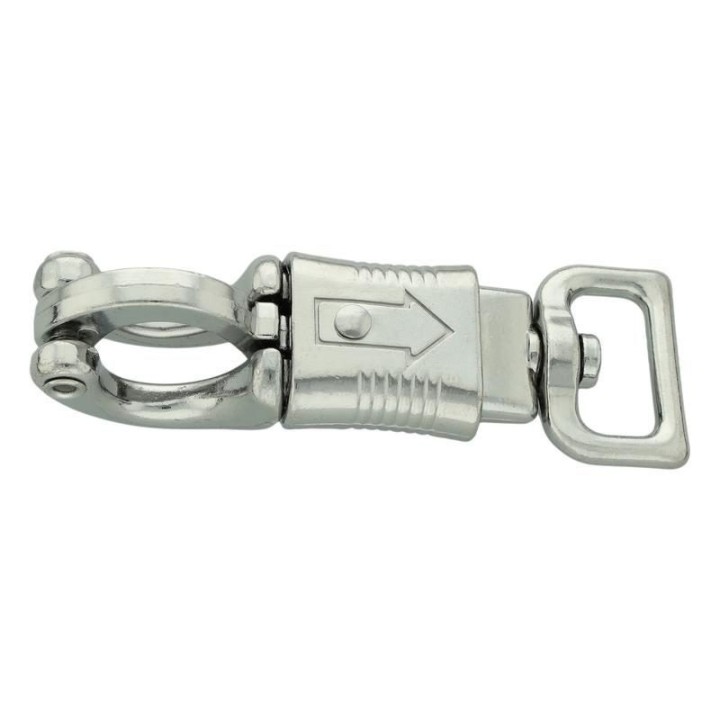 Nickel-Plated Steel / Nickel 25mm/12cm Panic Snap Hook, Swivel Eye