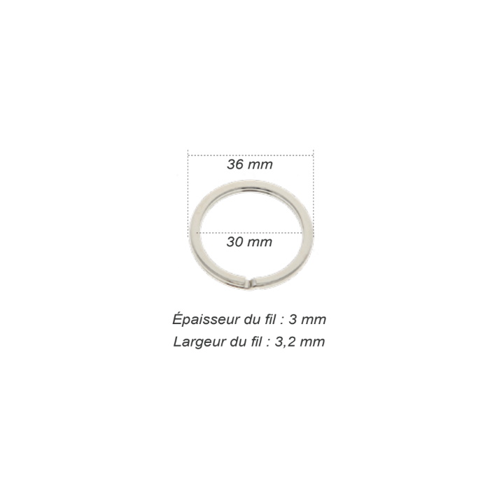 Flat split ring, nickel-plated steel