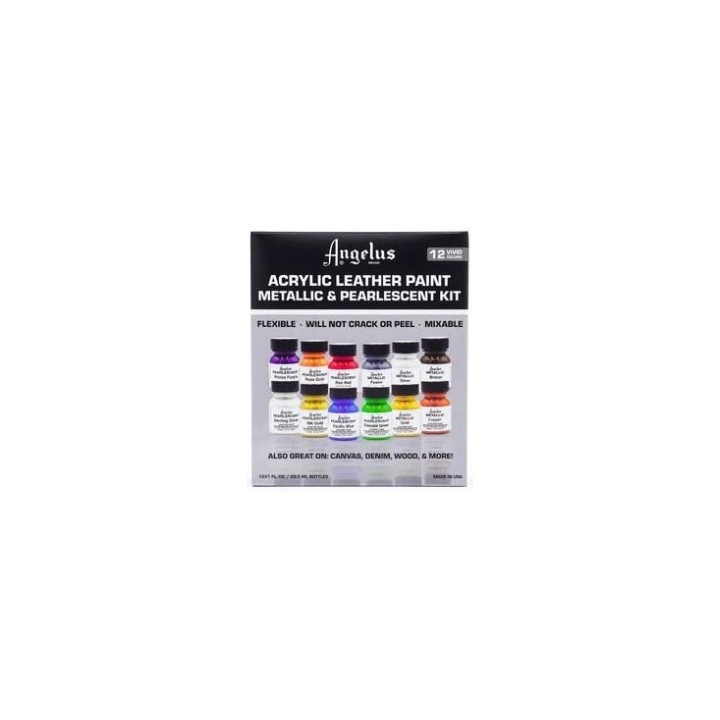 Set of 12 pearlescent and metallic paints