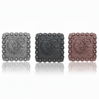 Square Floral Berry Concho black copper w/ chicago screw