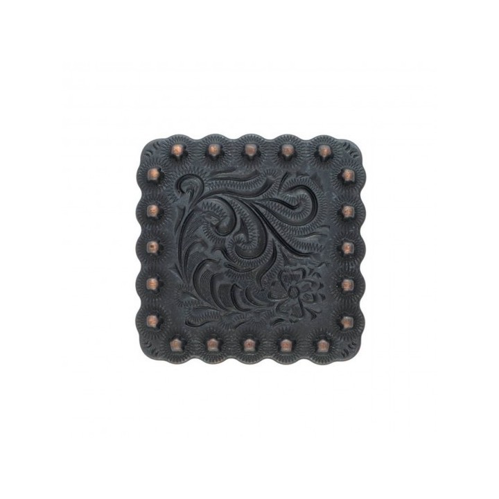 Square Floral Berry Concho black copper w/ chicago screw
