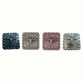 Square Longhorn Berry Concho black copper chicago screw