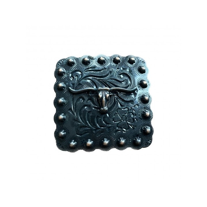 Square Longhorn Berry Concho black copper chicago screw