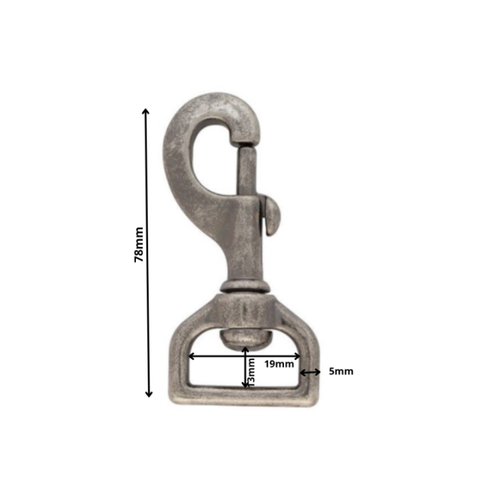 Carabiner antique nickel eye pull Square swivel