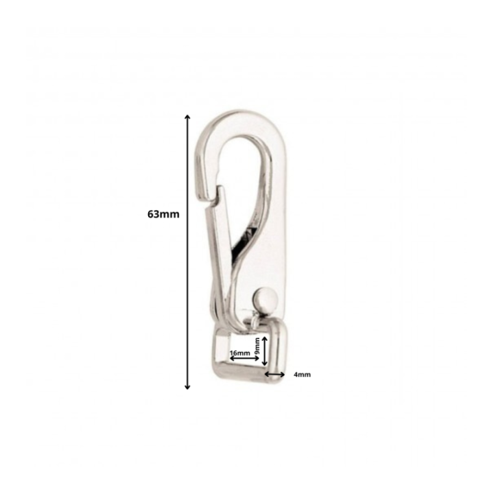 Snap hook Nickel-plated steel square eye clip